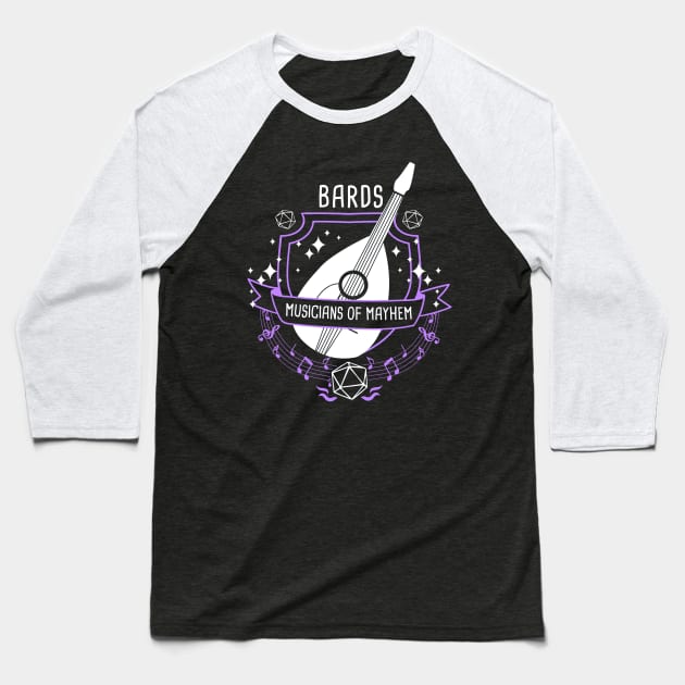 RPG Class Bard Baseball T-Shirt by Emily Collins